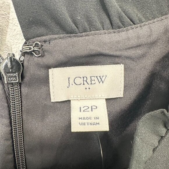 J. Crew Factory Mini Dress Ruffle‎ Neck Black Suiting Career Office Feminine 12P - Picture 7 of 9